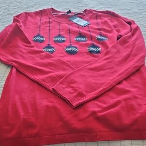 Tommy Hilfiger Red Crewneck Sweater with Ornament Design